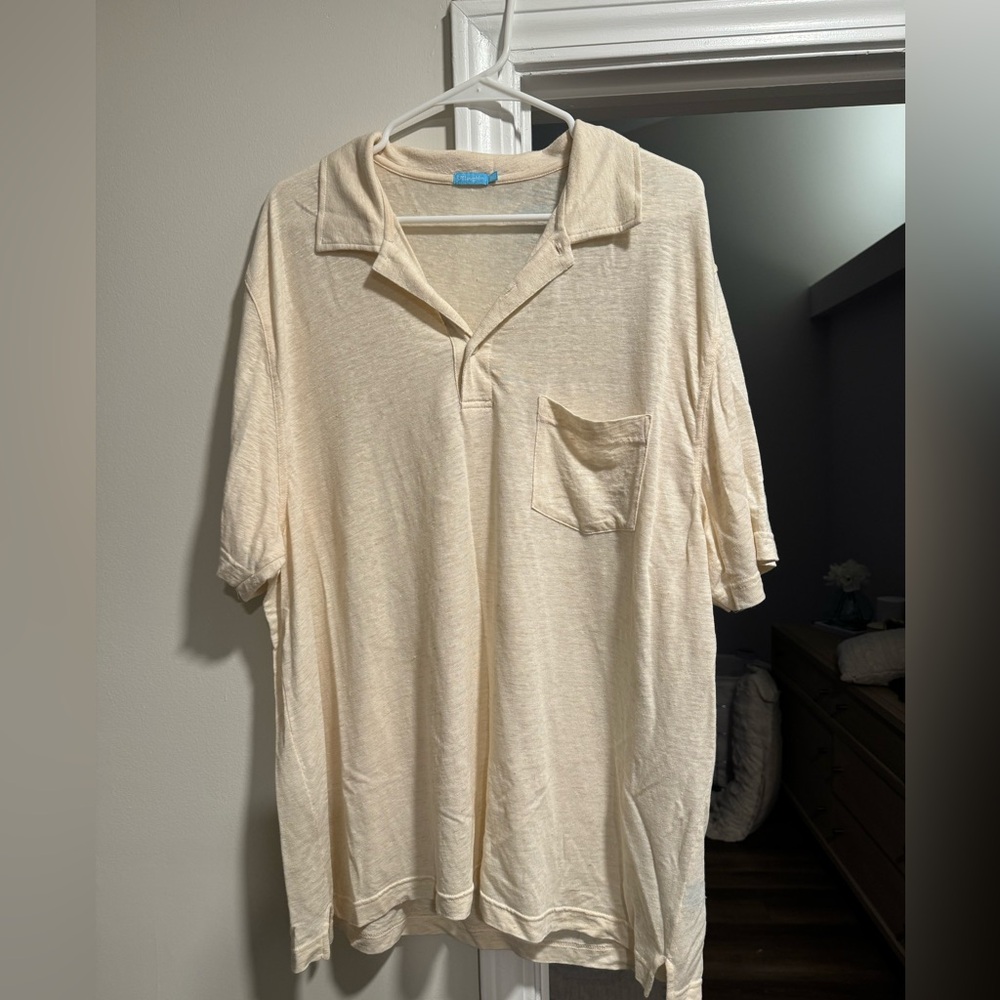 J. McLaughlin Cream Linen Polo